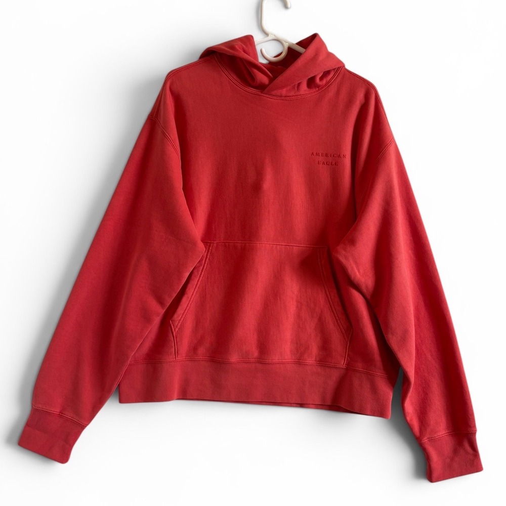 American‎ Eagle Outfitters Women's Large Coral Heavyweight Hoodie Sweatshirt